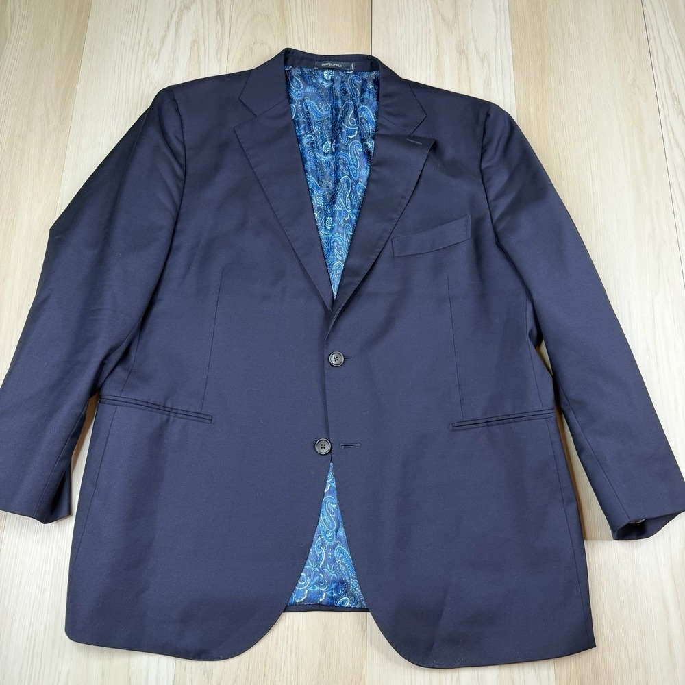 SUITSUPPLY REDA 1865 Wool Formal Blazer Blue Paisley Liner Jacket Mens Size 50